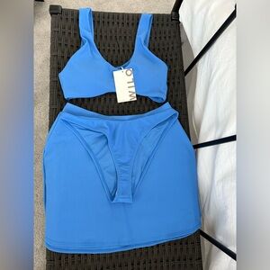 NWT WILO 3 Piece Bikini & Cover Up Set in Blue! Small